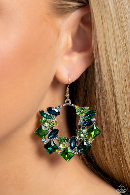 Wreathed in Watercolors - Green Earring