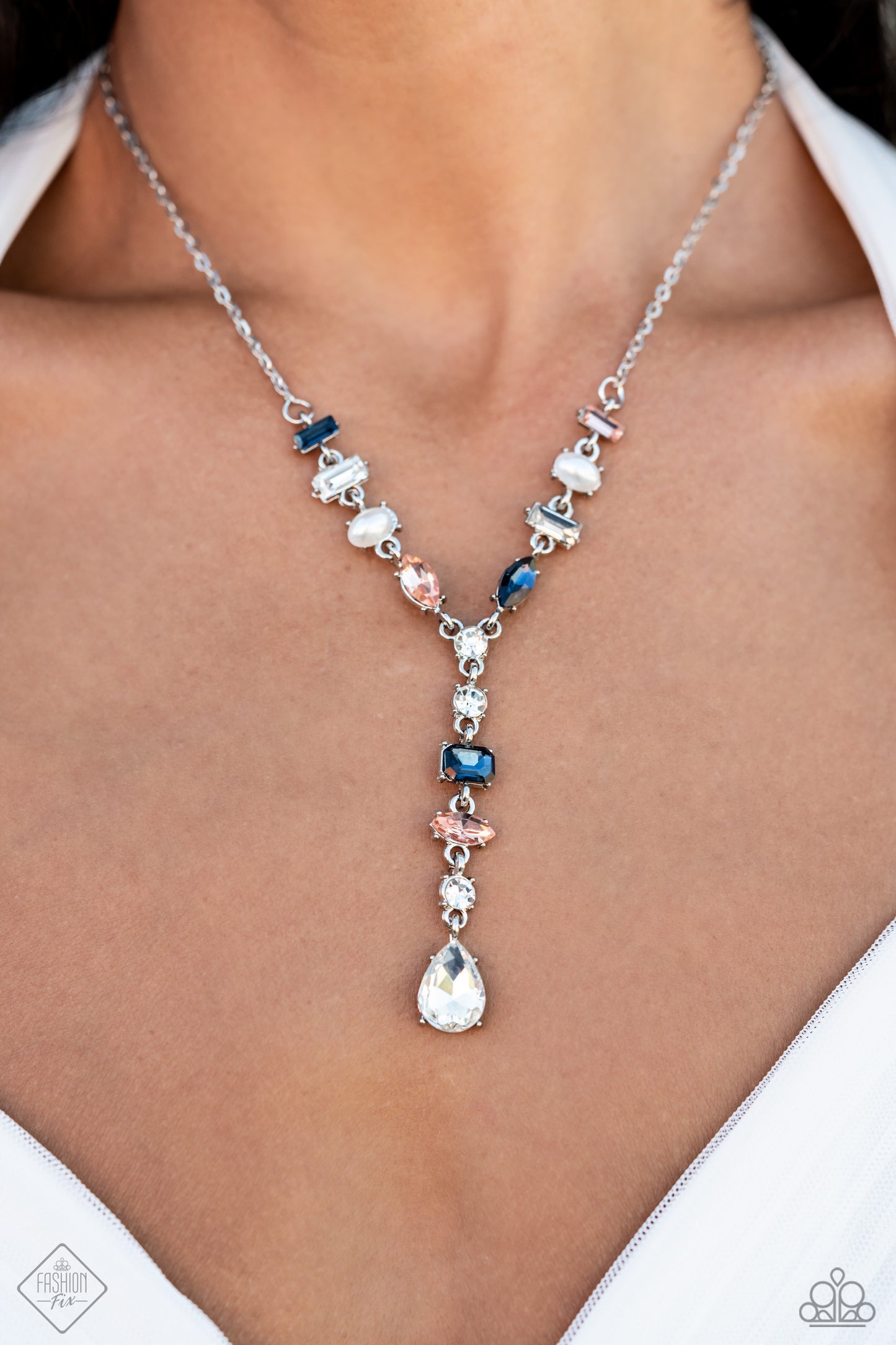 Dreamy Dowry - Multi White Blue Peach Necklace - Fashion Fix September 2023