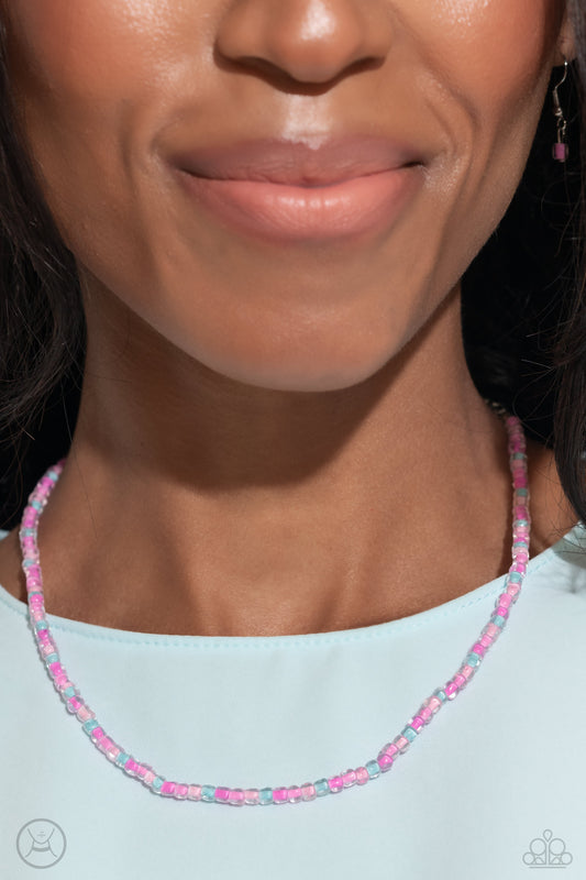 Colorfully GLASSY - Pink Necklace