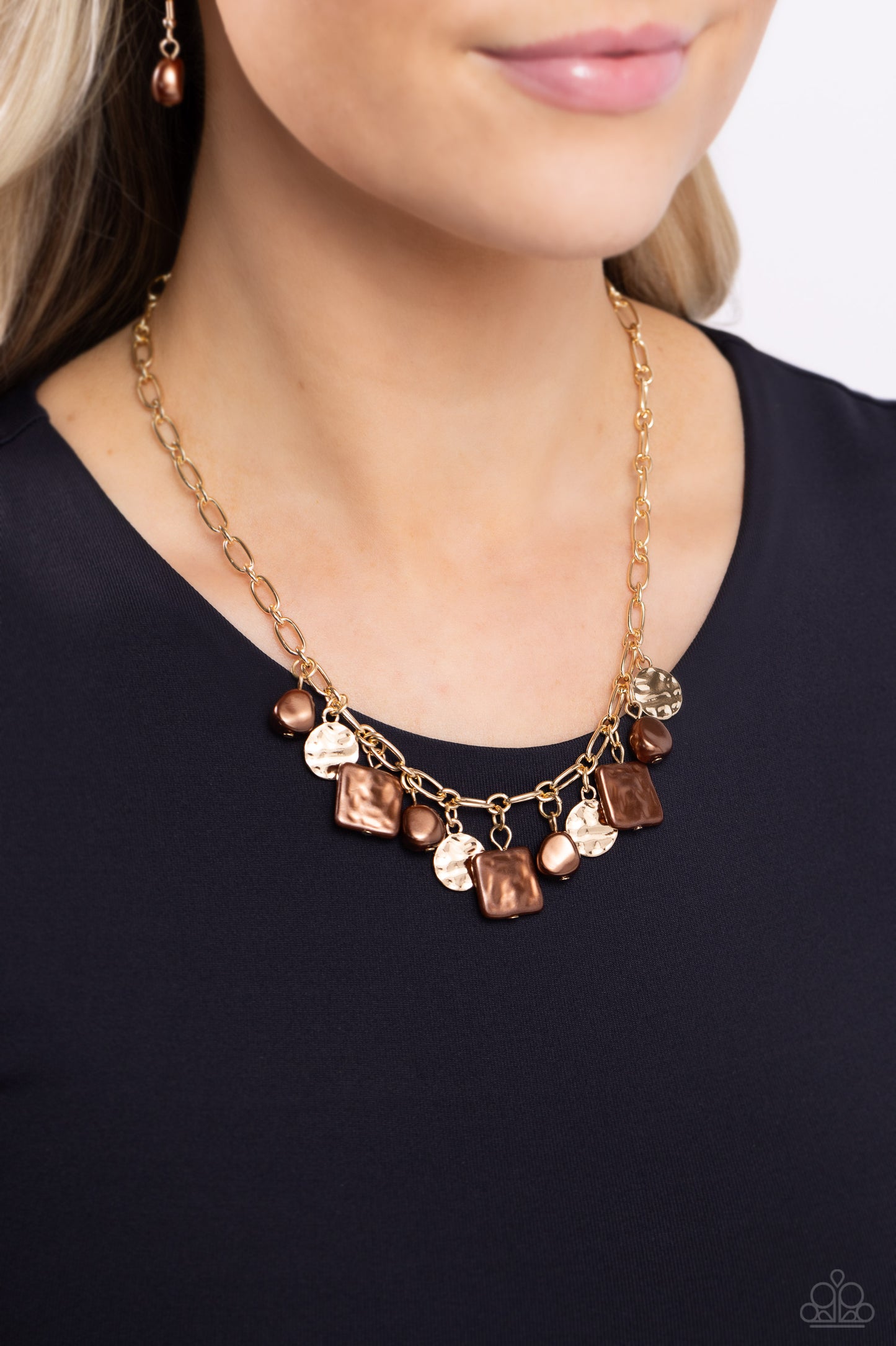 Sophisticated Squared - Brown Necklace