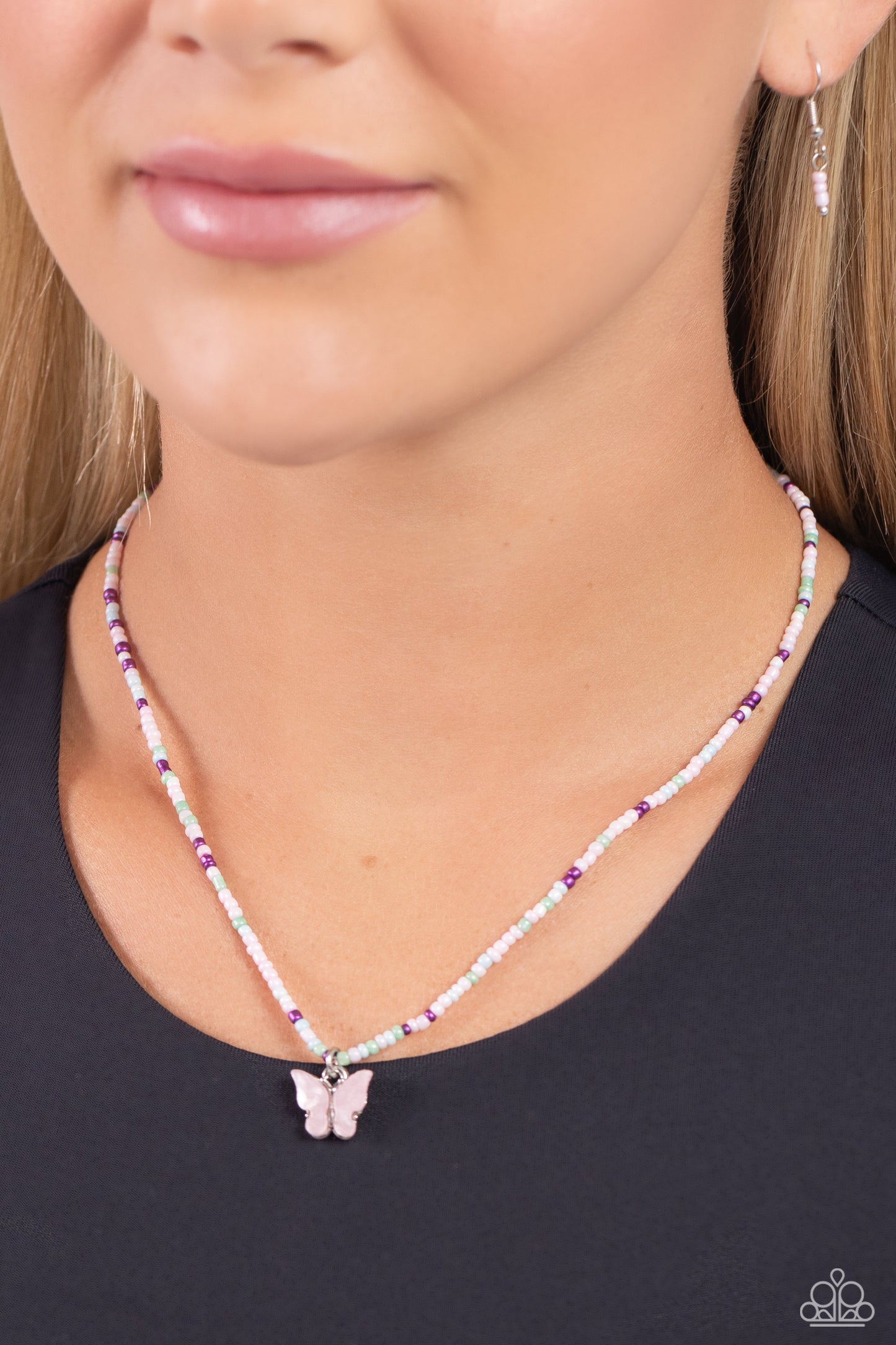 Soaring Shell - Pink Butterfly Necklace