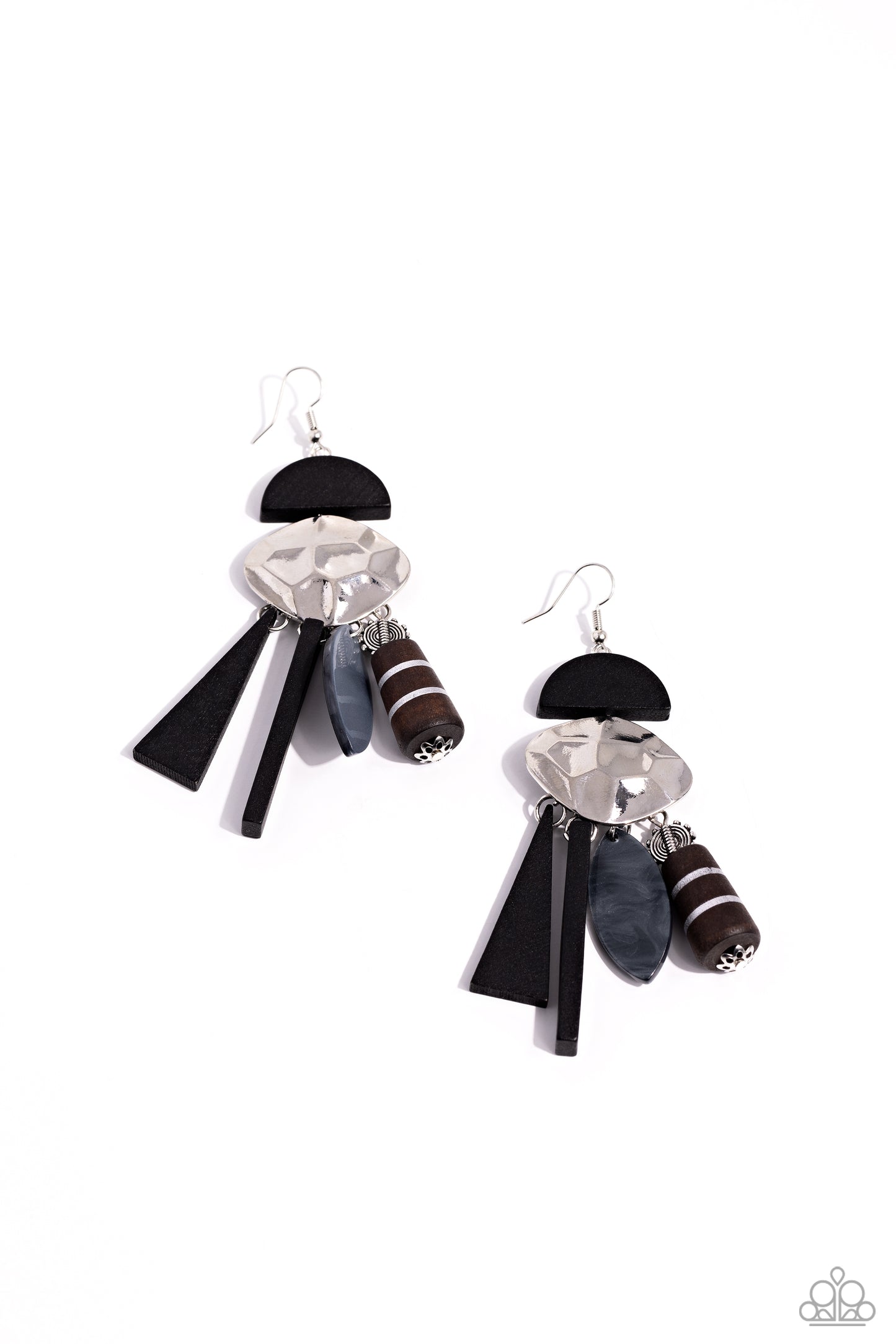 Textured Talisman - Black Earring