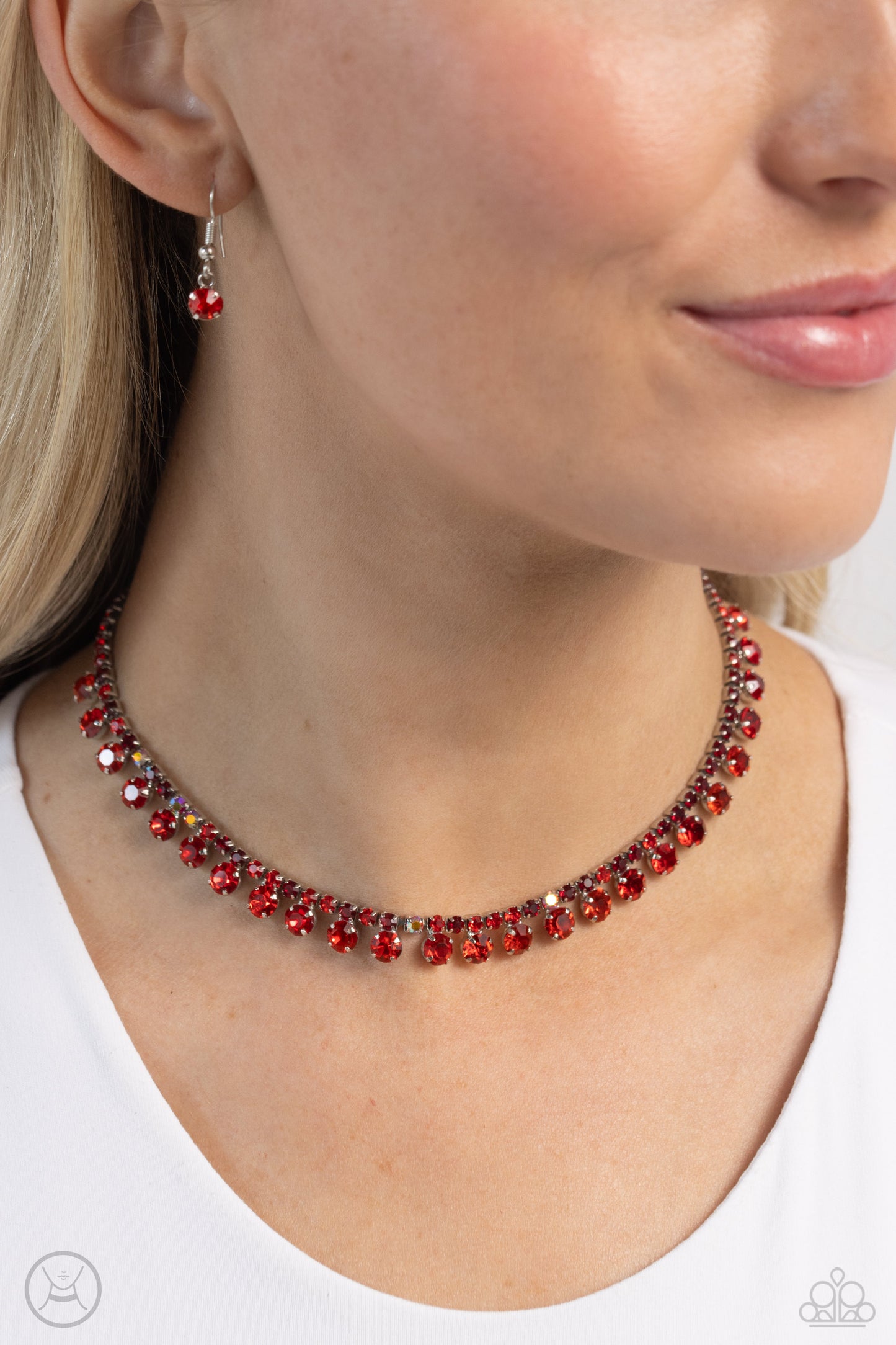 Ritzy Rhinestones - Red Necklace