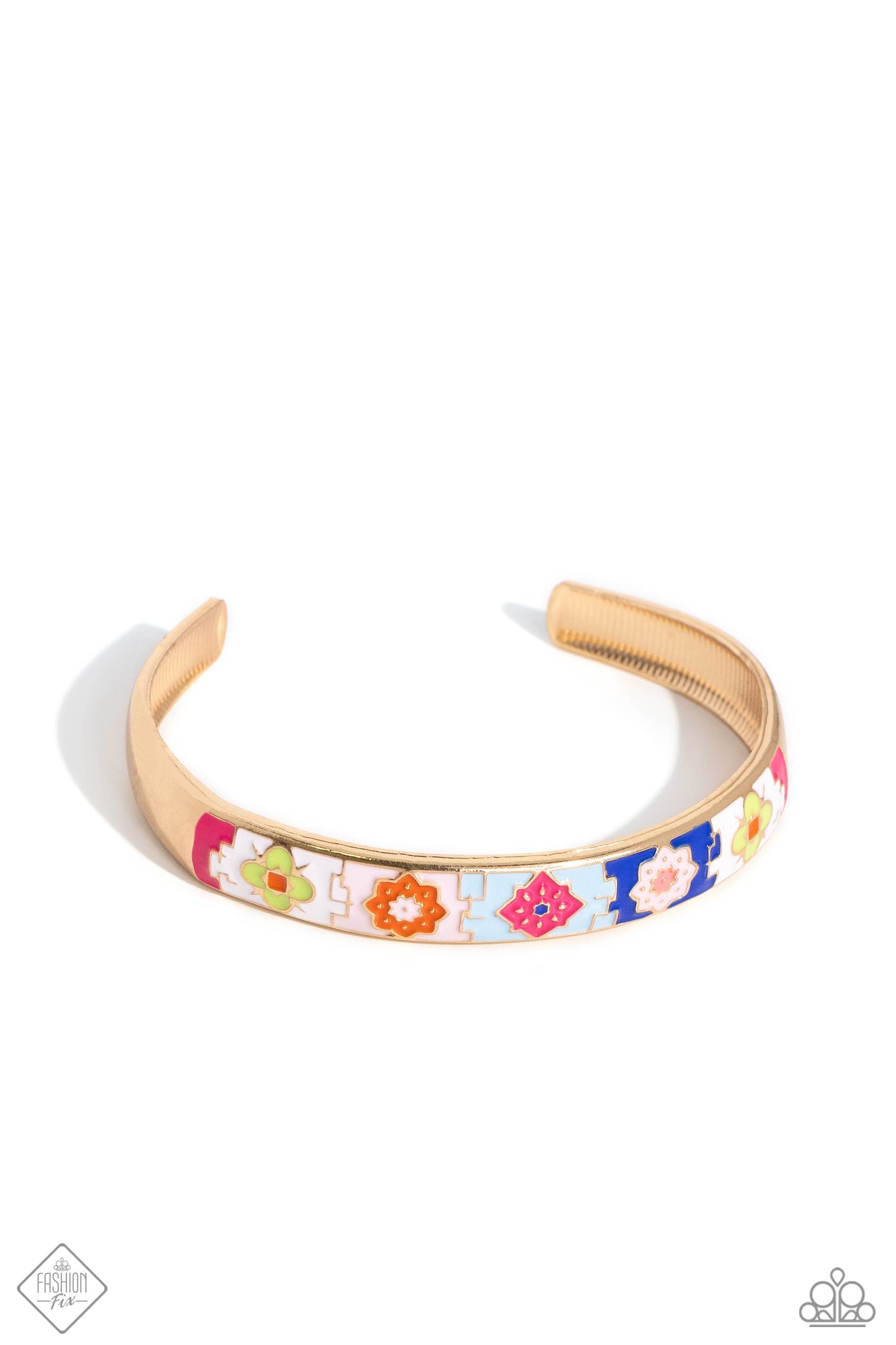 Multicolored Moment - Gold Cuff Bracelet - Fashion Fix December 2023