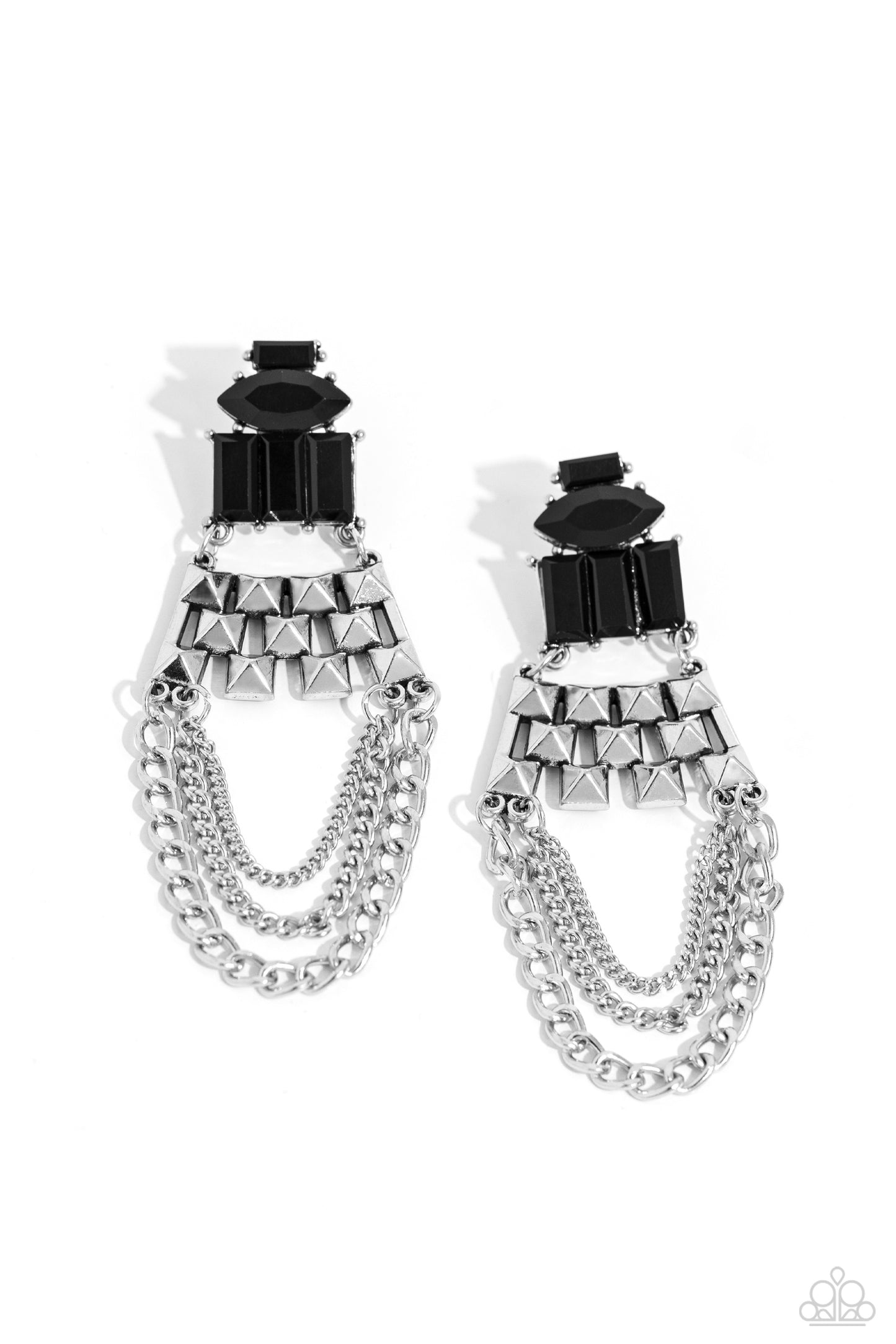 Dangling Art Deco - Black Earring