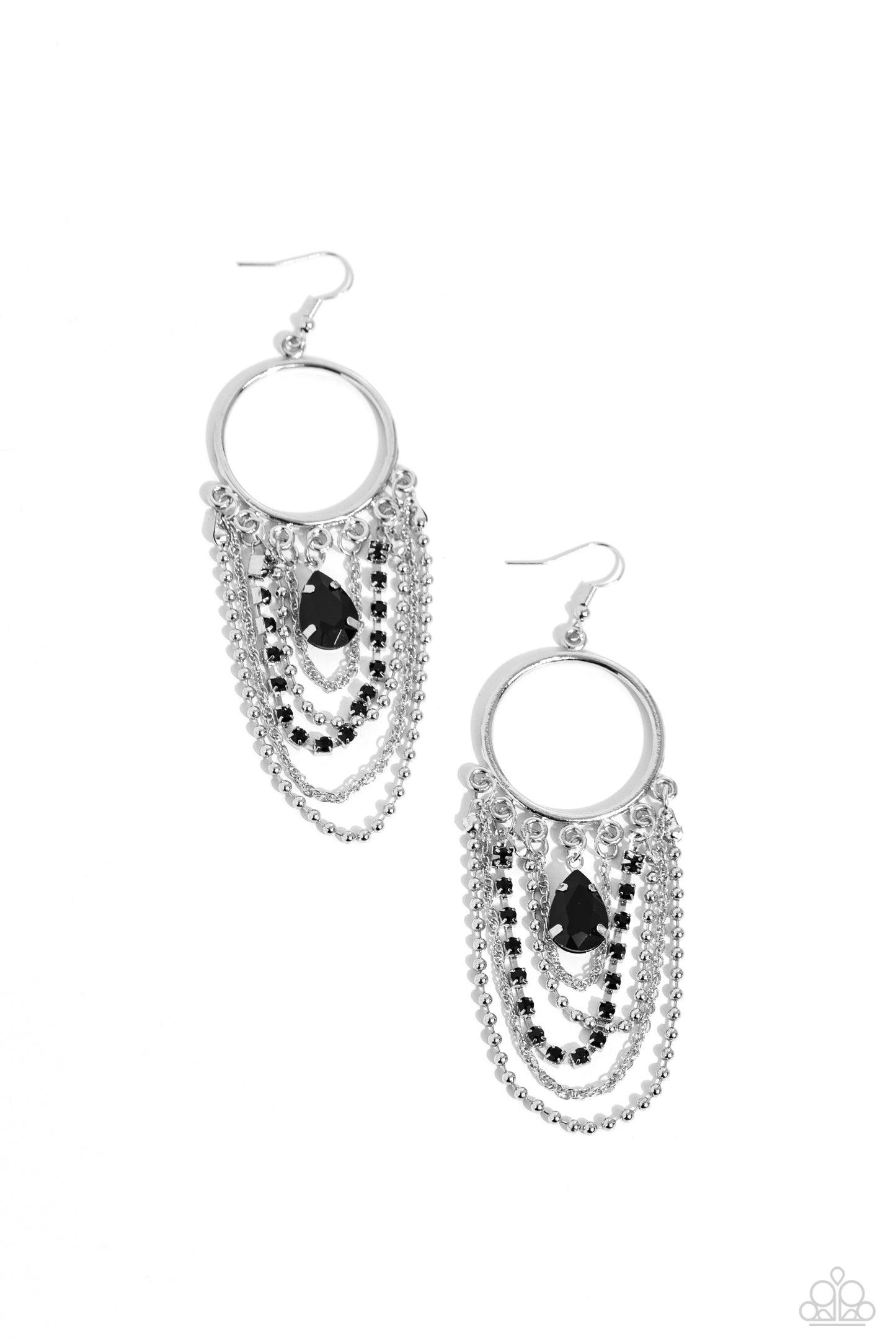 Cascading Clash - Black Earring