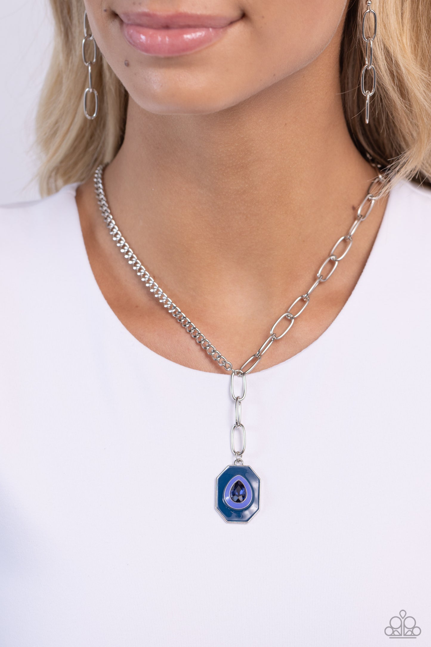 Hexagonal Hallmark - Blue Necklace