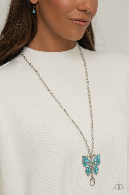 Blinged-Out Breeze - Blue Necklace