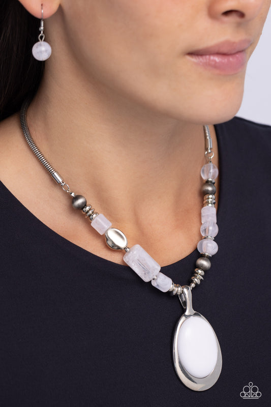 Captivating Composition - White Necklace