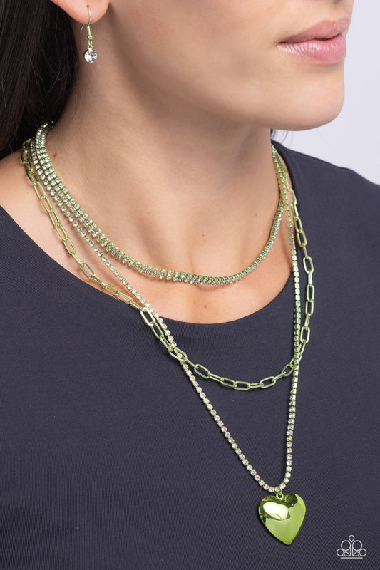 Caring Cascade - Green Necklace