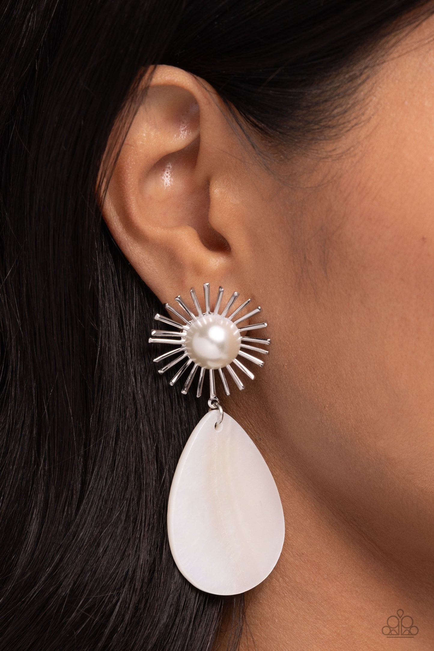 Sunburst Sophistication - White Earring