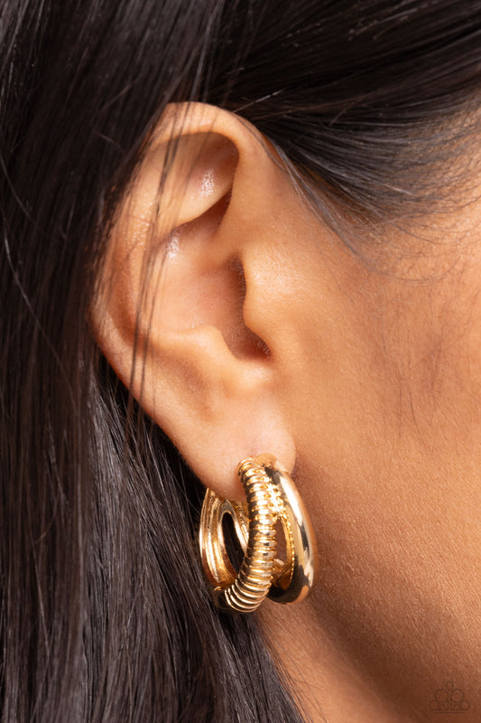 Textured Tremolo - Gold Earring