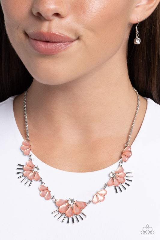 Fluttering Fan - Orange Necklace